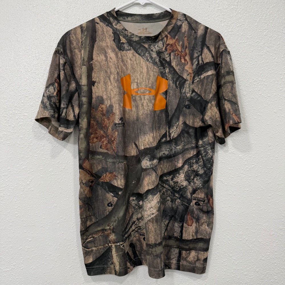 Under Armour Realtree Camo Orange Logo Short‎ Sleeve T Shirt Men's Medium